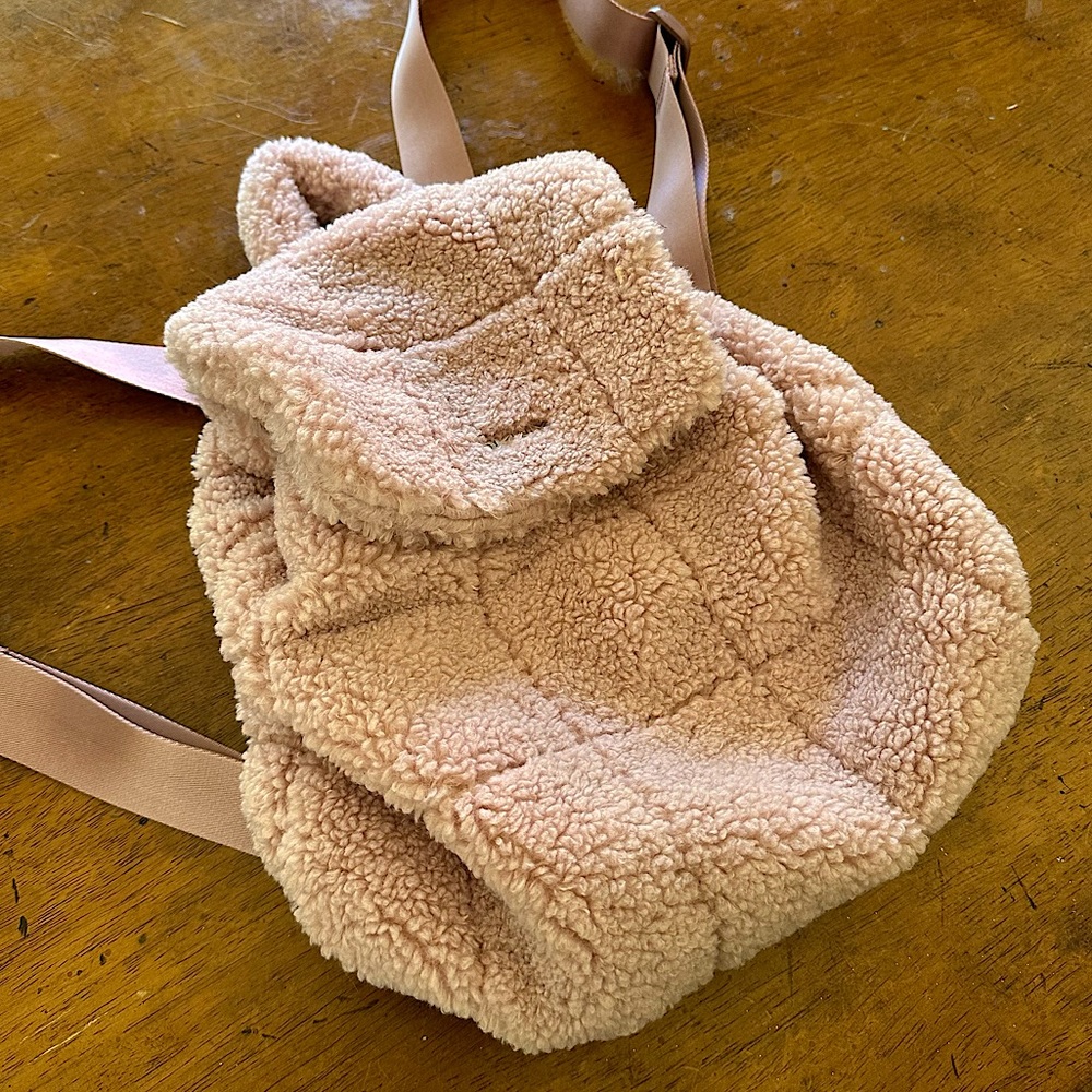 DKNY Poppy Pink Sherpa Backpack